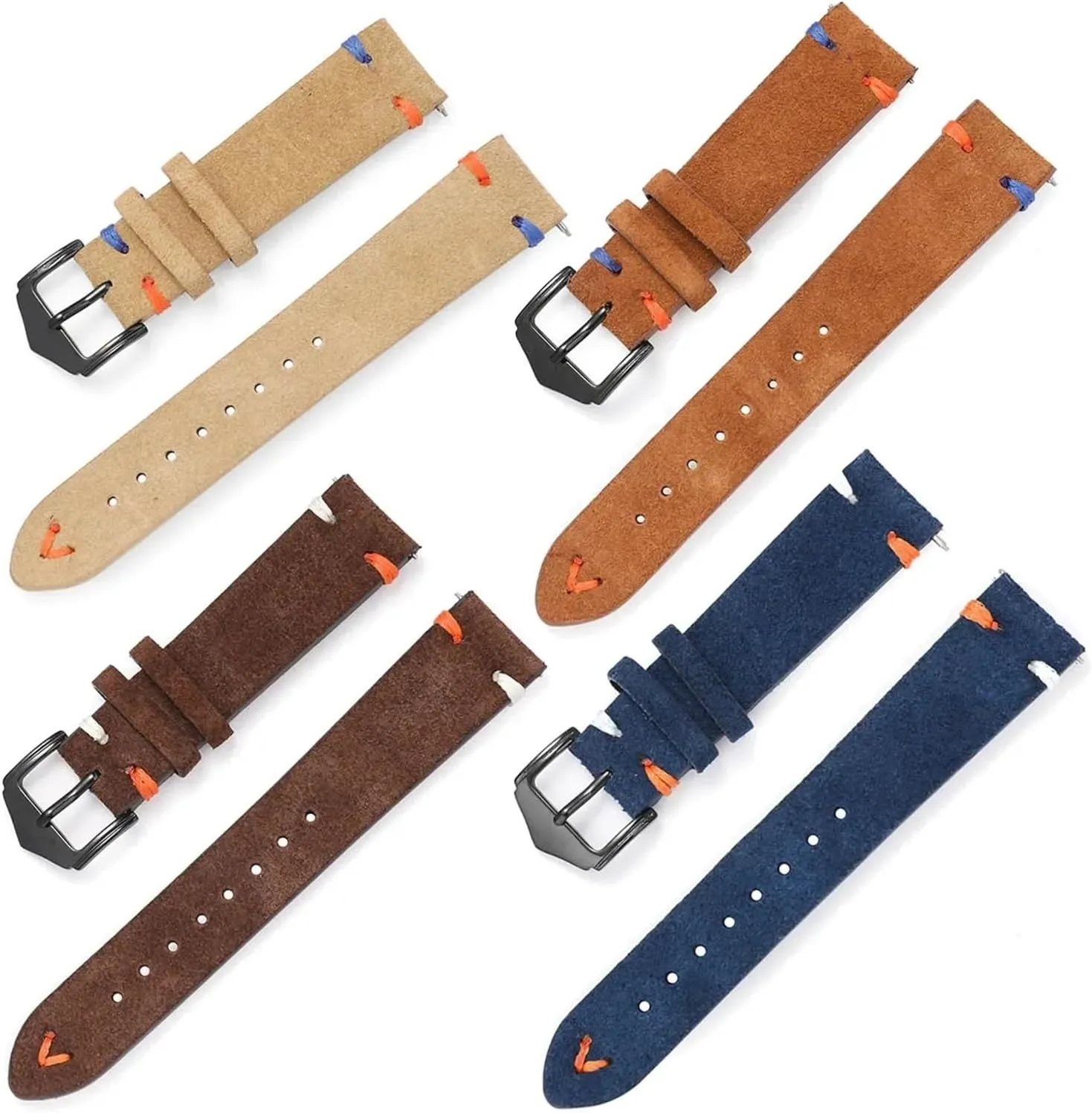 Cowhide Stitching Belt Quick Release Wrist Bracelet CongYi Watch Strap 20mm 22mm Suede attraction mild spoil hardness Genuine Leather Watch Band Matte 