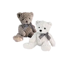 Cream Bear with Checkered Bow