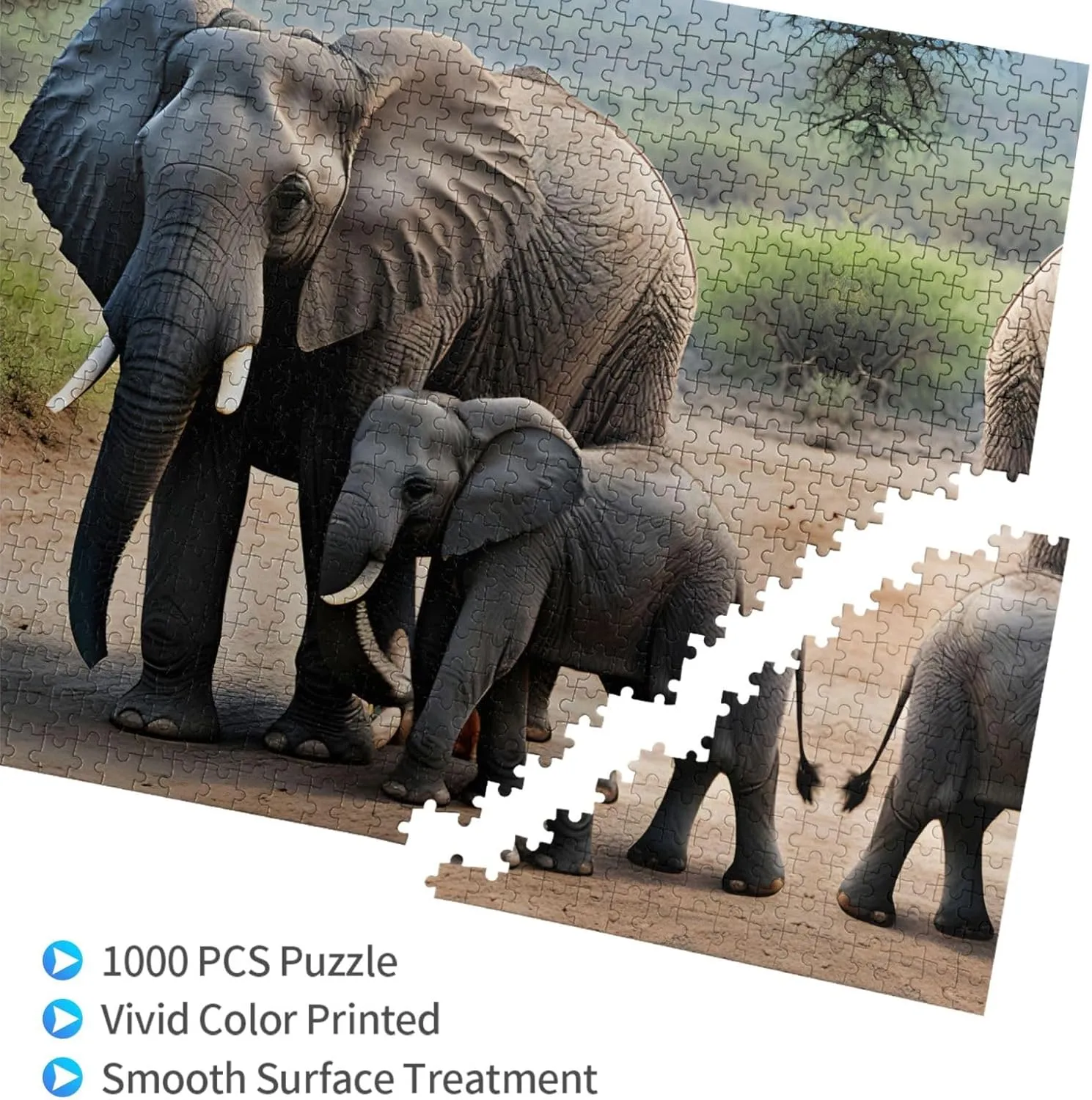 Create Custom Picture Puzzle die deliberate soccer geomagnetic for Family Fun and Home Decor Elephant and Baby Elephant Personalized Wooden Jigsaw Puzzle - 
