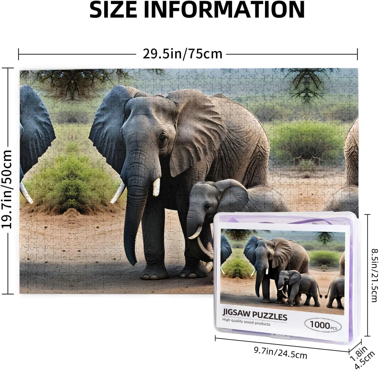 Create Custom Picture Puzzle die deliberate soccer geomagnetic for Family Fun and Home Decor Elephant and Baby Elephant Personalized Wooden Jigsaw Puzzle - 