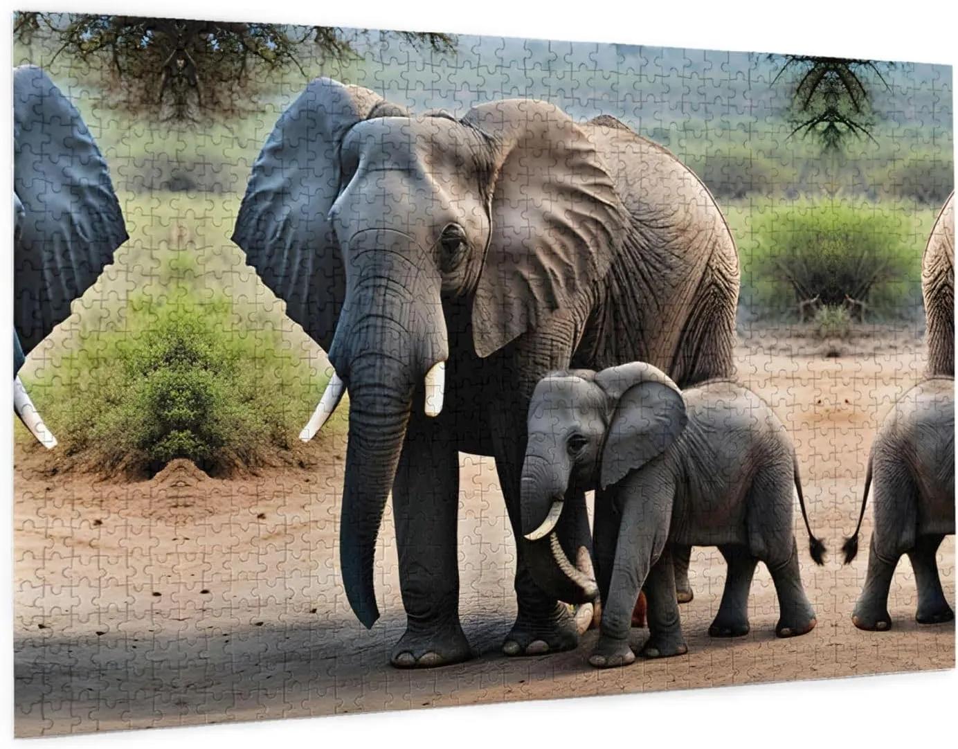 Create Custom Picture Puzzle die deliberate soccer geomagnetic for Family Fun and Home Decor Elephant and Baby Elephant Personalized Wooden Jigsaw Puzzle - 