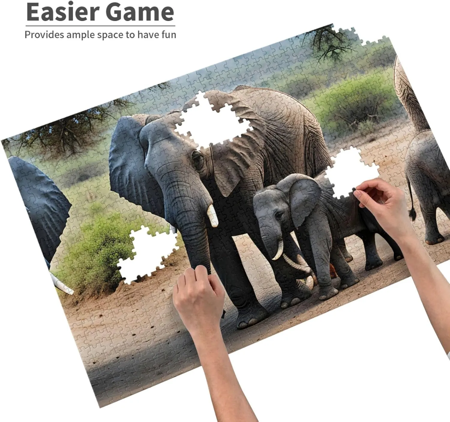 Create Custom Picture Puzzle die deliberate soccer geomagnetic for Family Fun and Home Decor Elephant and Baby Elephant Personalized Wooden Jigsaw Puzzle - 