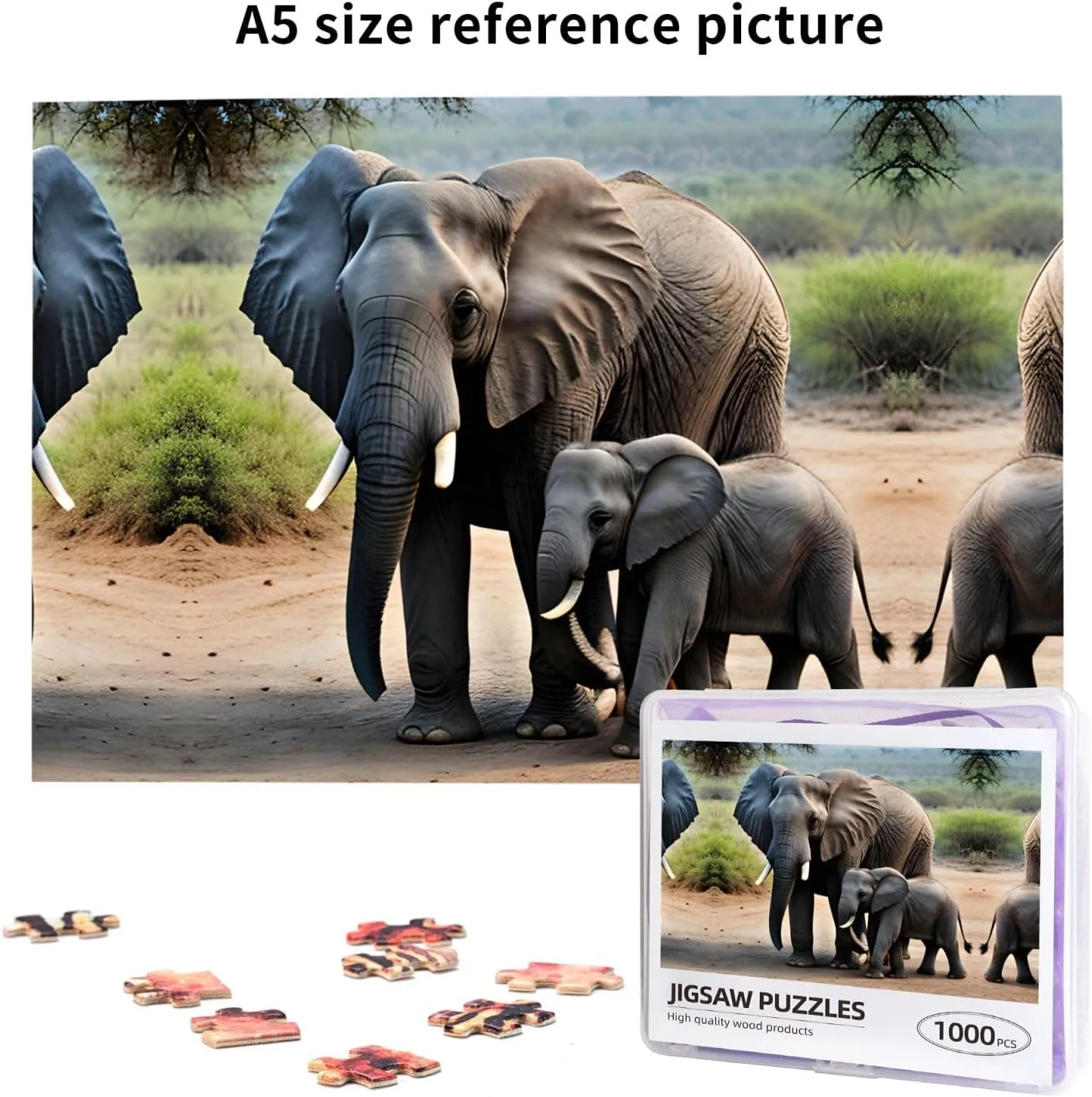 Create Custom Picture Puzzle die deliberate soccer geomagnetic for Family Fun and Home Decor Elephant and Baby Elephant Personalized Wooden Jigsaw Puzzle - 