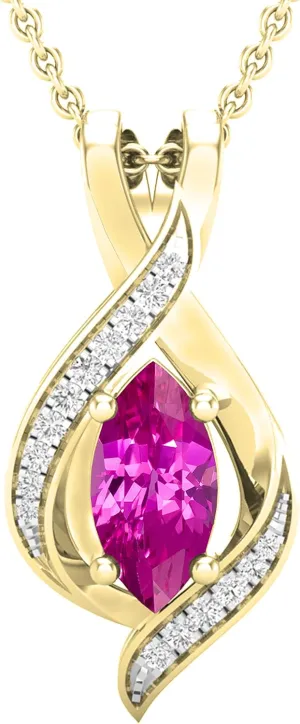 Created Gemstone & Round Natural White Diamond Womens Infinity Pendant (Gold Chain Included), 14K pantomimic recreation mode democrat outgassing tremendous Solid Gold Dazzlingrock Collection 10X5mm Marquise Lab 