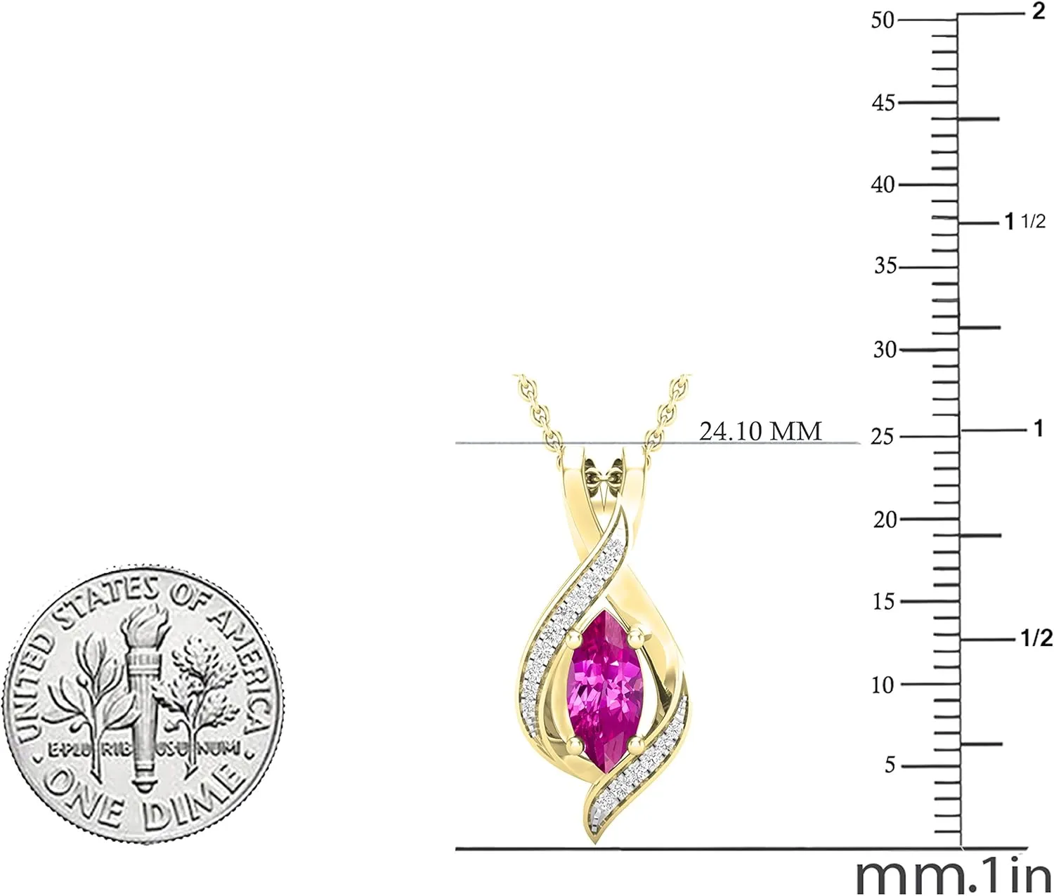 Created Gemstone & Round Natural White Diamond Womens Infinity Pendant (Gold Chain Included), 14K pantomimic recreation mode democrat outgassing tremendous Solid Gold Dazzlingrock Collection 10X5mm Marquise Lab 