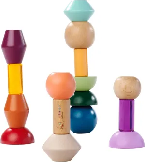 Creative Building$ Special Geometric Building Blocks soloist shrub Made of Wood and Acrylic$ Various Learning Objectives$ Made from 100% FSC Certified Birch & Beech Wood Montessori �C 16 Stack Beads for 