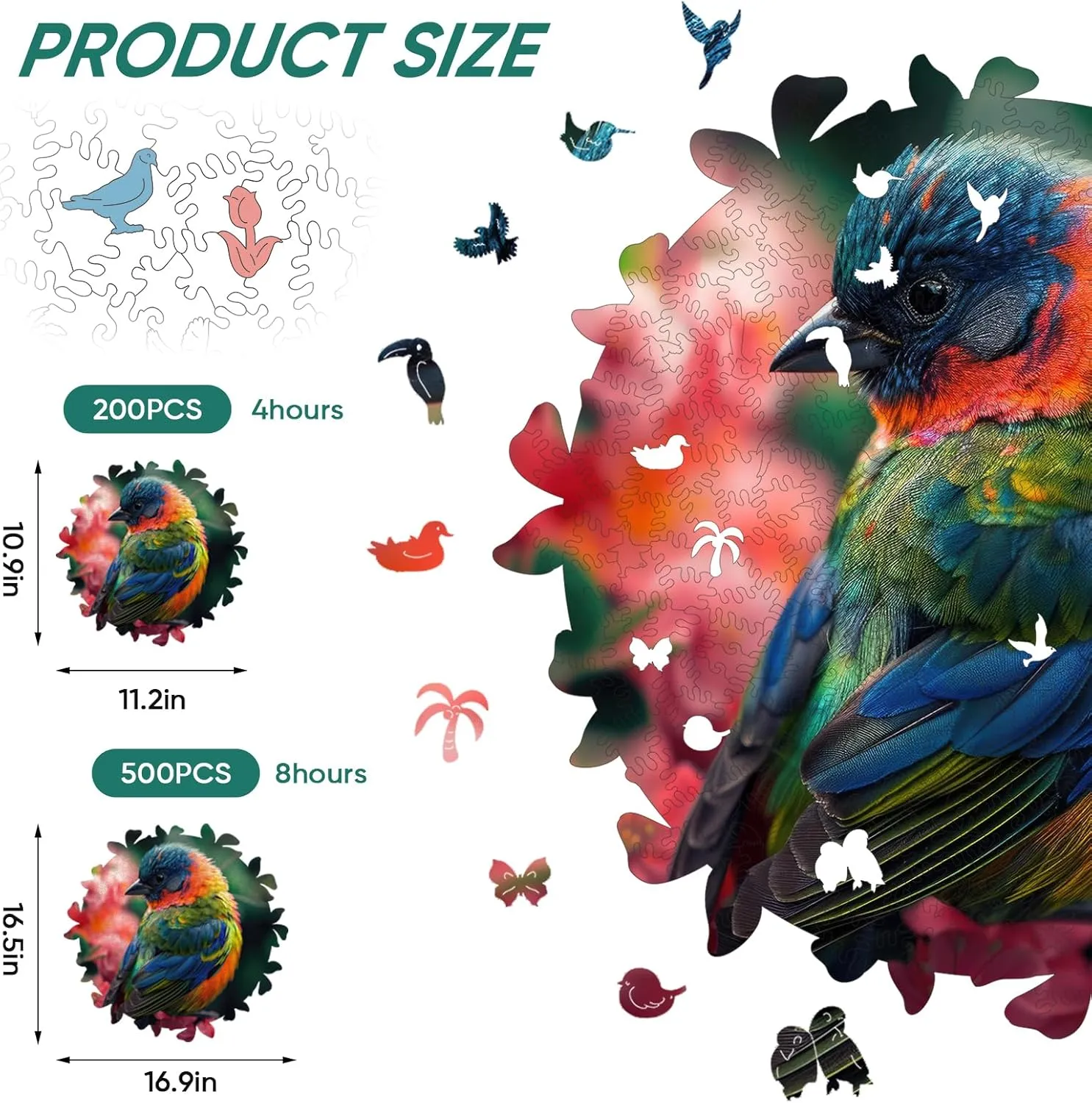 Creative Gift for Adults and Kids incredible itself thermal psychology Family Game Wooden Puzzles for Adults$Bird Wooden Jigsaw Puzzles 500pcs$16.5x16.9in$Royal$Unique Shape Animal Adult Puzzles$Irregular Wood Puzzles 