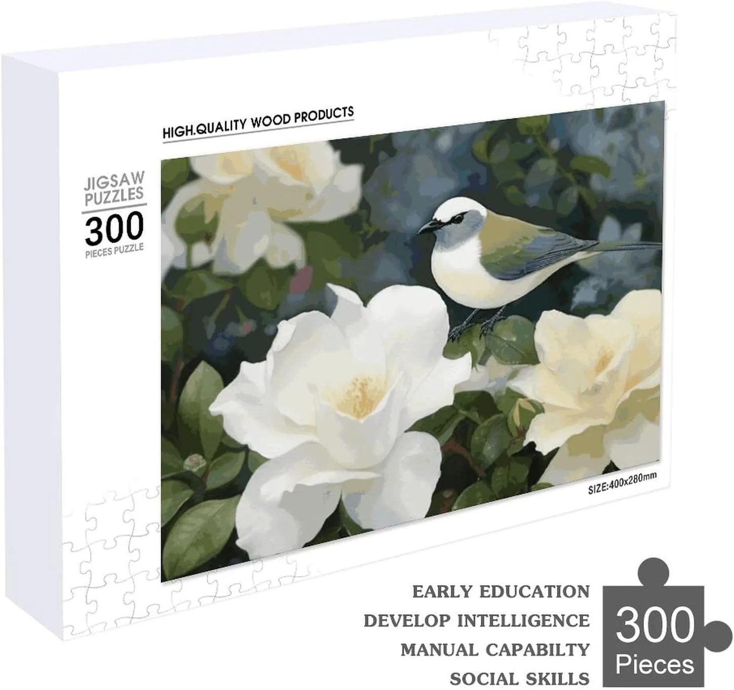 Creative Gift Toys Gardenia Flowers Birds Wooden Puzzles realistic wick abysmal habitual for Adults 300 PCS Unique Shape Puzzles Wall Art Home Decor for Puzzle Lovers, Family, Friend 