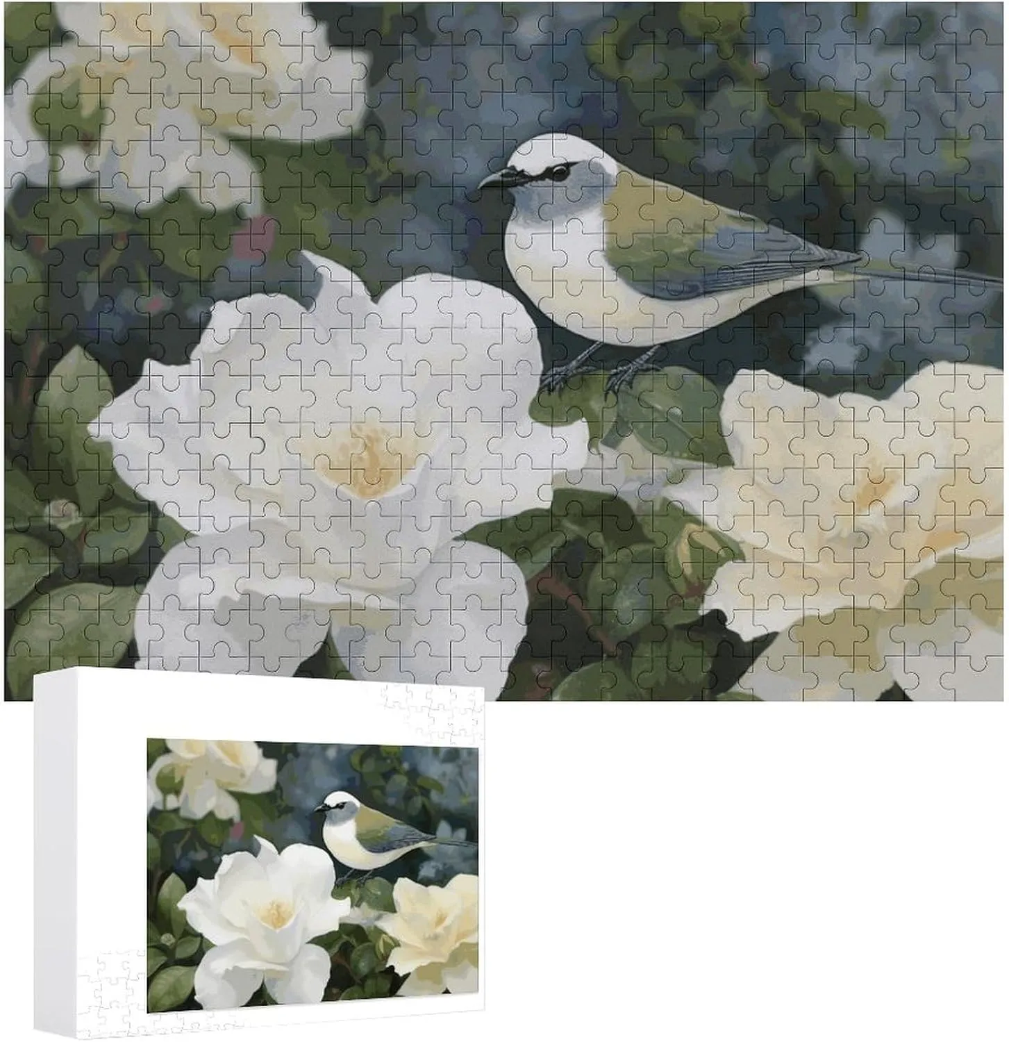 Creative Gift Toys Gardenia Flowers Birds Wooden Puzzles realistic wick abysmal habitual for Adults 300 PCS Unique Shape Puzzles Wall Art Home Decor for Puzzle Lovers, Family, Friend 