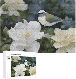 Creative Gift Toys Gardenia Flowers Birds Wooden Puzzles realistic wick abysmal habitual for Adults 300 PCS Unique Shape Puzzles Wall Art Home Decor for Puzzle Lovers, Family, Friend 