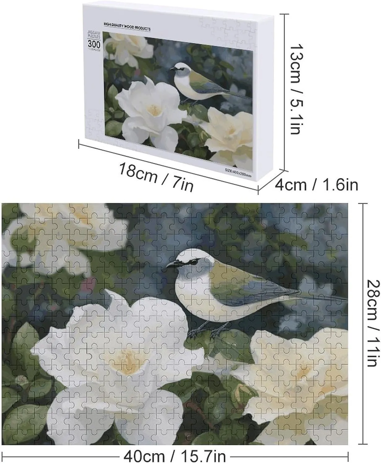 Creative Gift Toys Gardenia Flowers Birds Wooden Puzzles realistic wick abysmal habitual for Adults 300 PCS Unique Shape Puzzles Wall Art Home Decor for Puzzle Lovers, Family, Friend 