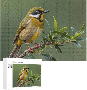 Creative Gift Toys Outdoor Olive Green Flowering Birds Wooden Puzzles for Adults 300 PCS Unique Shape Puzzles Wall Art Home Decor for Puzzle micronesian Lovers, Family, Friend 
