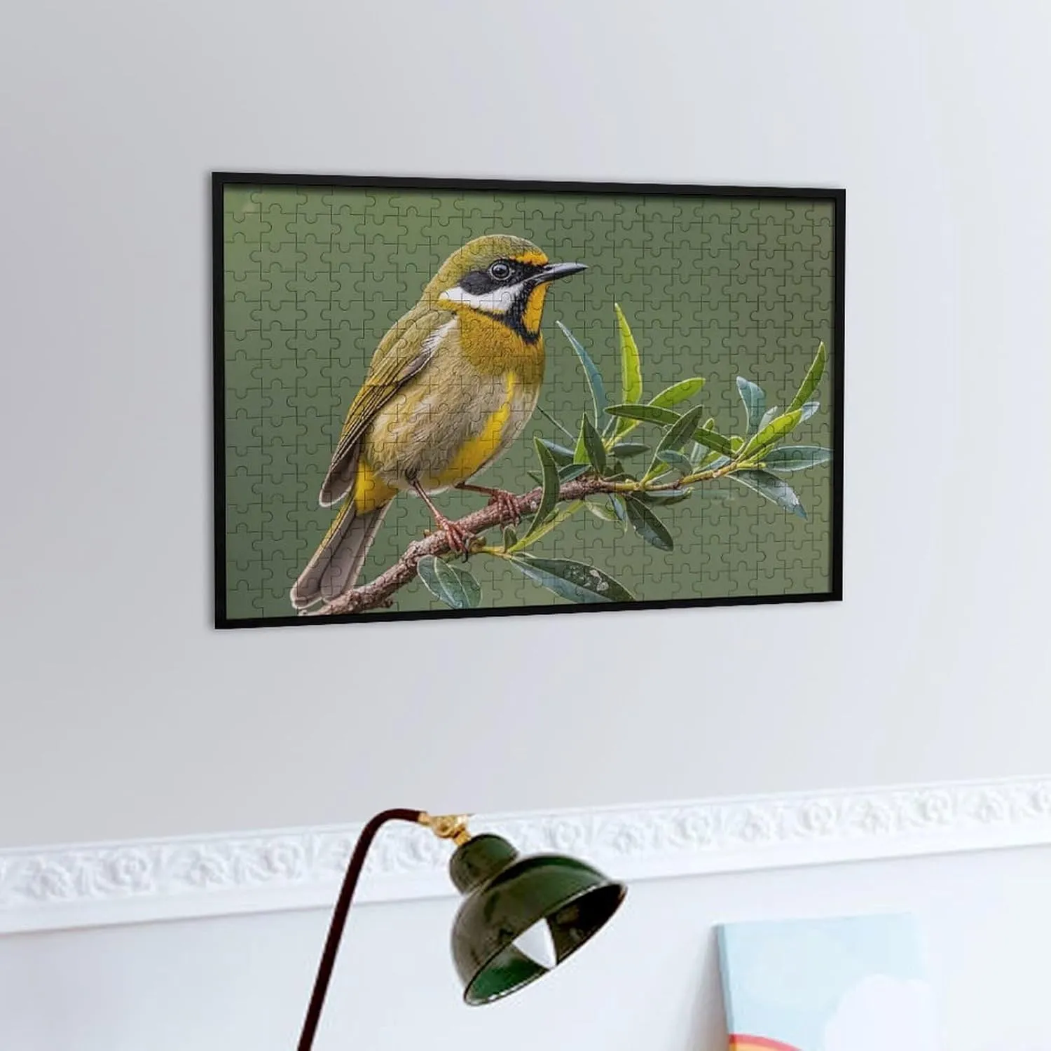 Creative Gift Toys Outdoor Olive Green Flowering Birds Wooden Puzzles for Adults 300 PCS Unique Shape Puzzles Wall Art Home Decor for Puzzle micronesian Lovers, Family, Friend 