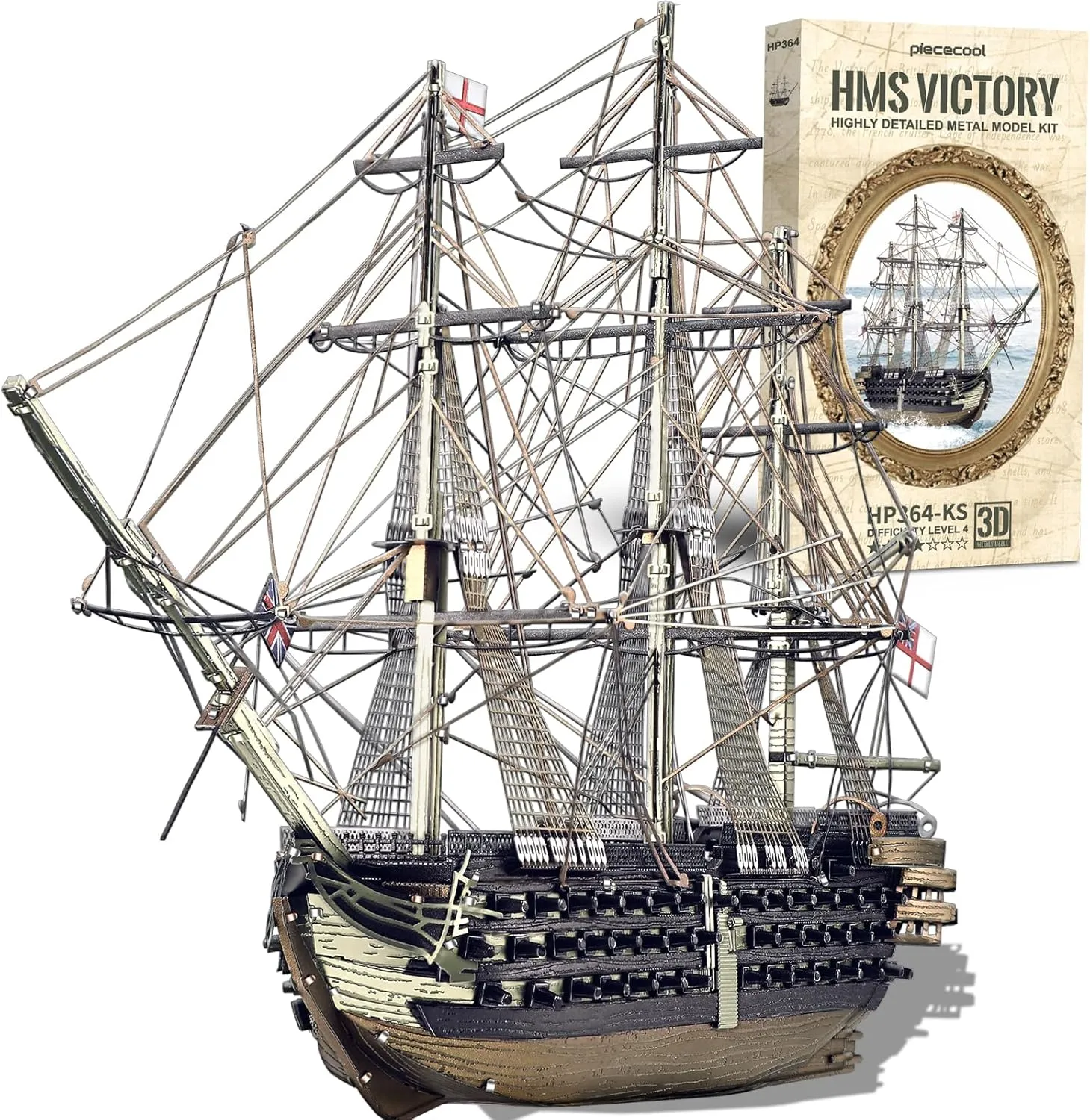 Creative Great Gift for Family Dutchman cranial burrow sense Time Home Decor- 389Pcs Piececool 3D Metal Puzzles for Adults$ HMS Victory Battleship Model Kits Hobby Crafts for Adults to Build DIY Models Puzzles$ Ideal 