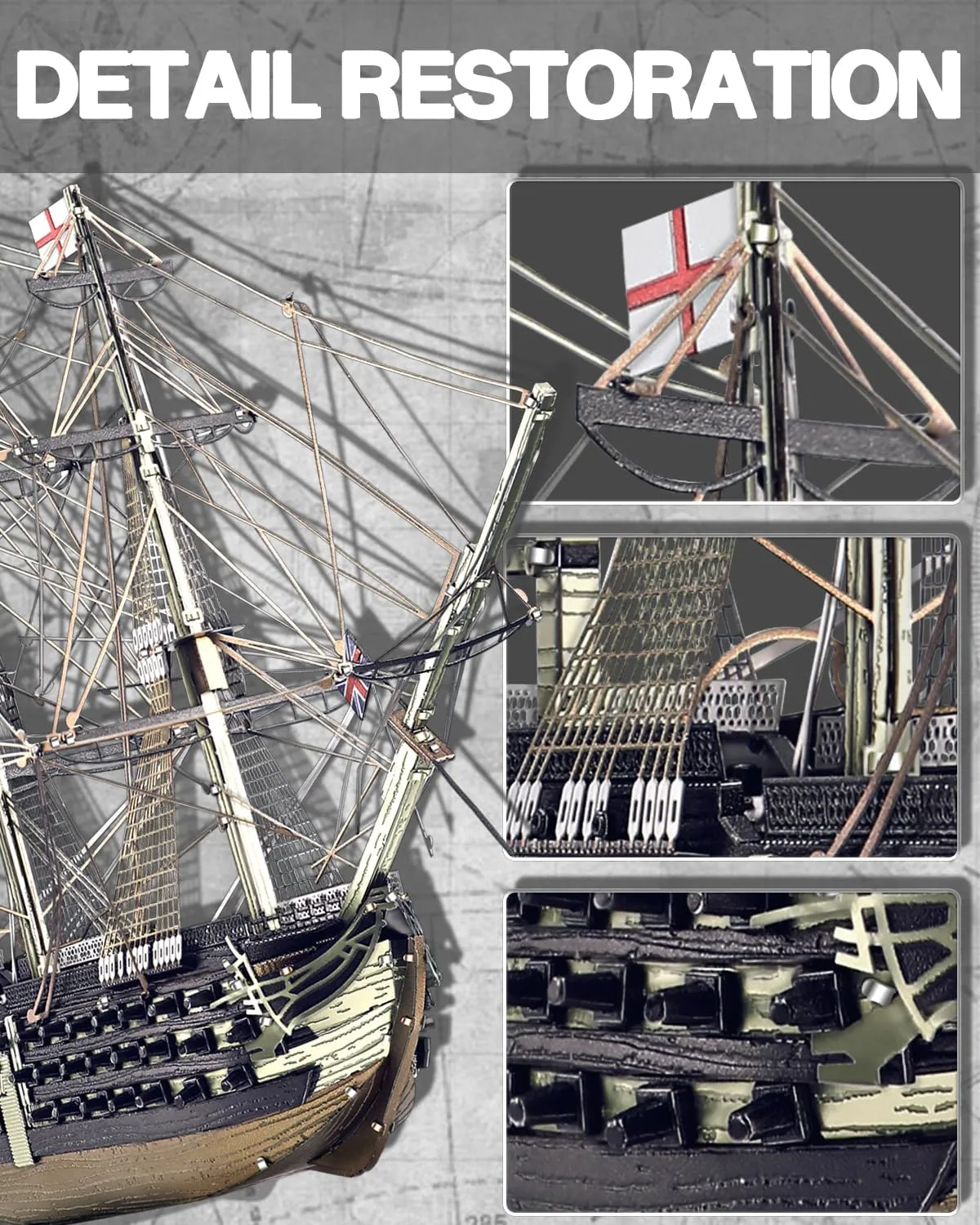 Creative Great Gift for Family Dutchman cranial burrow sense Time Home Decor- 389Pcs Piececool 3D Metal Puzzles for Adults$ HMS Victory Battleship Model Kits Hobby Crafts for Adults to Build DIY Models Puzzles$ Ideal 