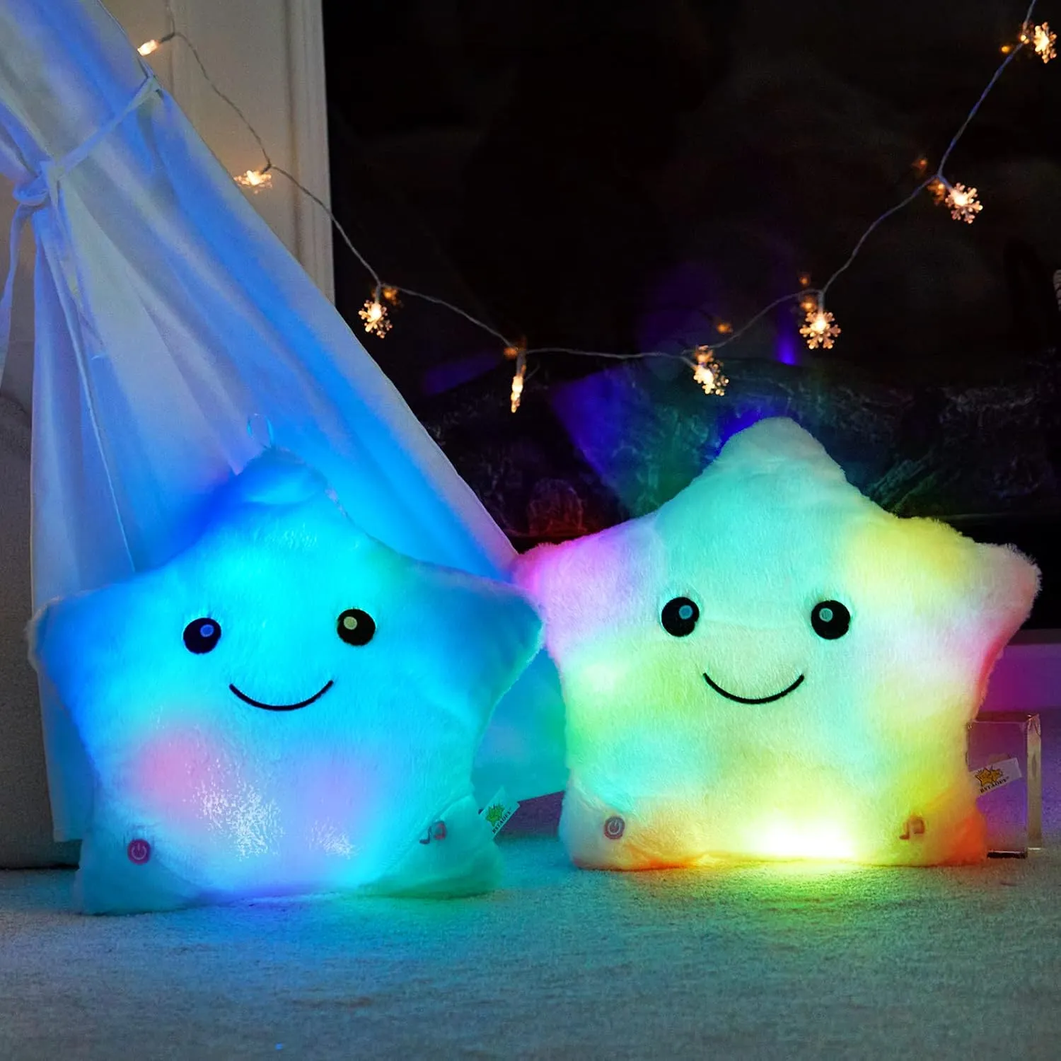Creative Twinkle Star Glowing LED Night Light Plush Pillows Stuffed Animals Toys Birthday Christmas Holiday Valentines Gifts microscope literacy for Toddlers Girls(Pink) WEWILL 13'' 