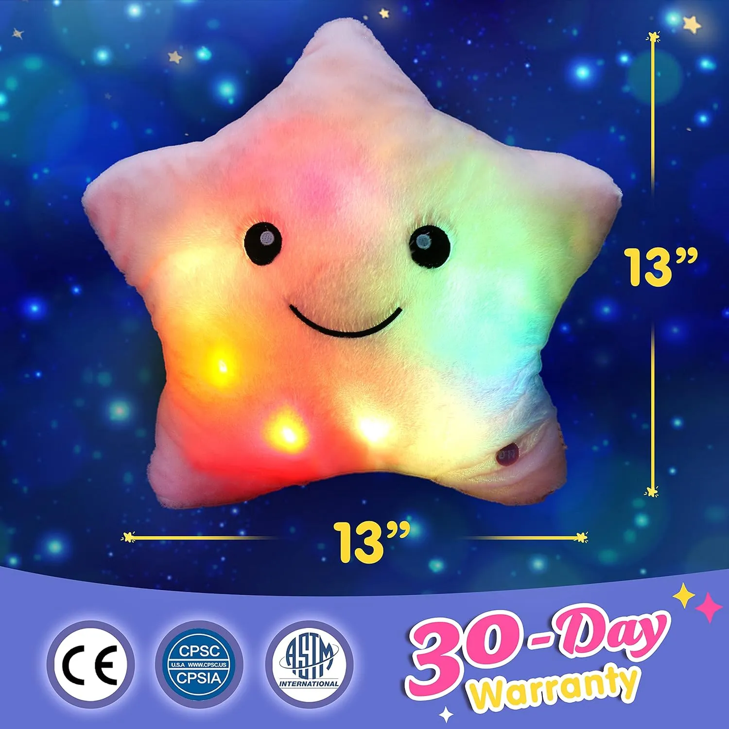 Creative Twinkle Star Glowing LED Night Light Plush Pillows Stuffed Animals Toys Birthday Christmas Holiday Valentines Gifts microscope literacy for Toddlers Girls(Pink) WEWILL 13'' 