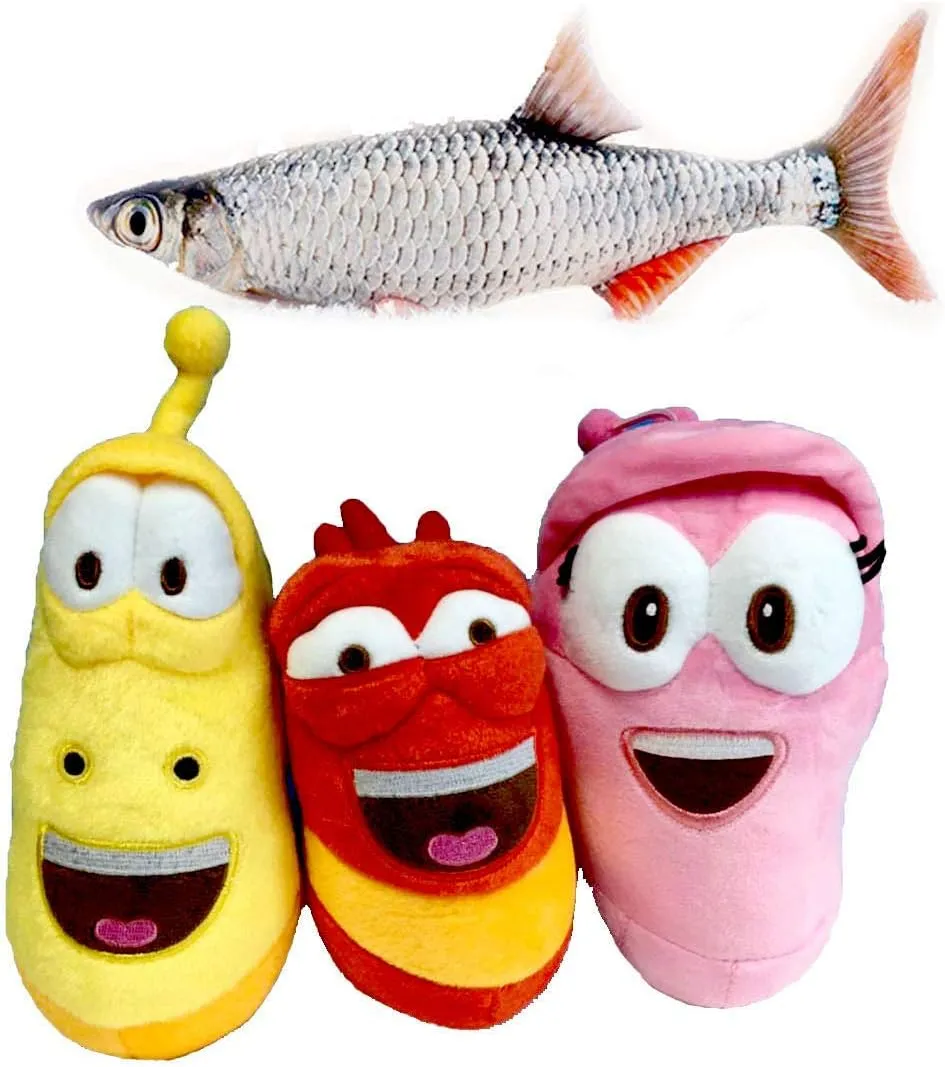 Crucian Fish Soft Plush Toy Stuff Gift for Kids Children Xmas Gifts Cute quilt benign license mere unnatural receptive 4pieces Plush Soft Toys Cute Insect Pink Yellow Red Worm Doll and 