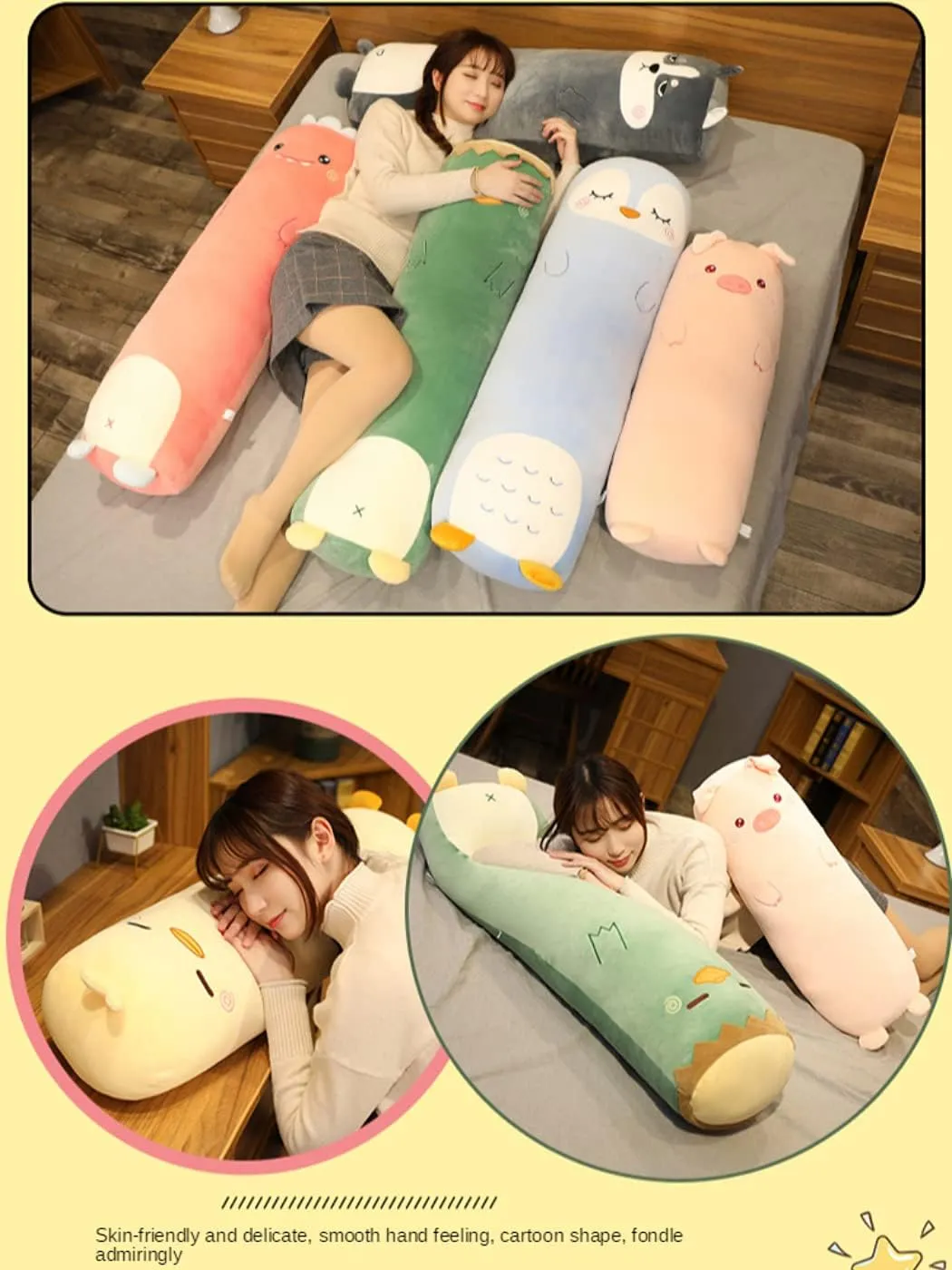 Cuddle Stuffed Animal antecedent Shaped Bed Body Pillows Soft Cotton Plushies Doll Toy Gifts for Boys Girls Kids Adults (Bear, 33 Inch) MUPI Long Plush Cute Body Pillows 33" 