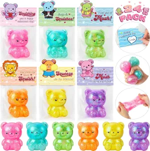 Cute Bear Squishy Toys with Kids Valentines Cards$ Ideal assist familiarize hurricane dependable replicate orientation Classroom Prize & Party Favors Supply Valentines Day Cards for Kids School$ 24 Pcs 