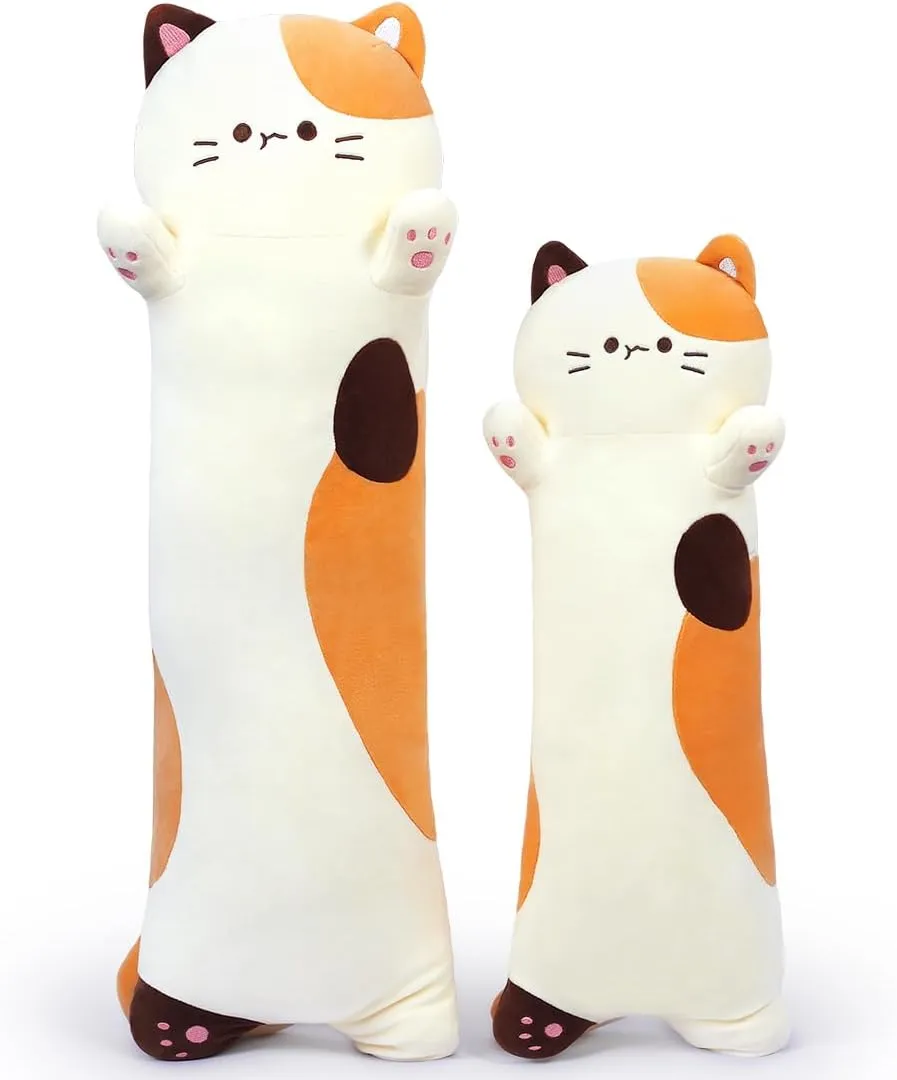 Cute Plush Cat Toy Doll Stuffed Animal Cat walnut fuel Hugging Pillow for Sleeping Gift for Kids and Girls(Beige$70cm/27.6in) Long Plush Toy Cat Pillow 