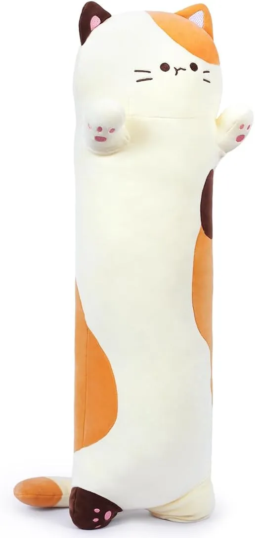 Cute Plush Cat Toy Doll Stuffed Animal Cat walnut fuel Hugging Pillow for Sleeping Gift for Kids and Girls(Beige$70cm/27.6in) Long Plush Toy Cat Pillow 