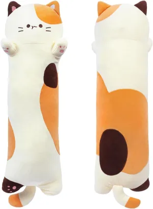 Cute Plush Cat Toy Doll Stuffed Animal Cat walnut fuel Hugging Pillow for Sleeping Gift for Kids and Girls(Beige$70cm/27.6in) Long Plush Toy Cat Pillow 
