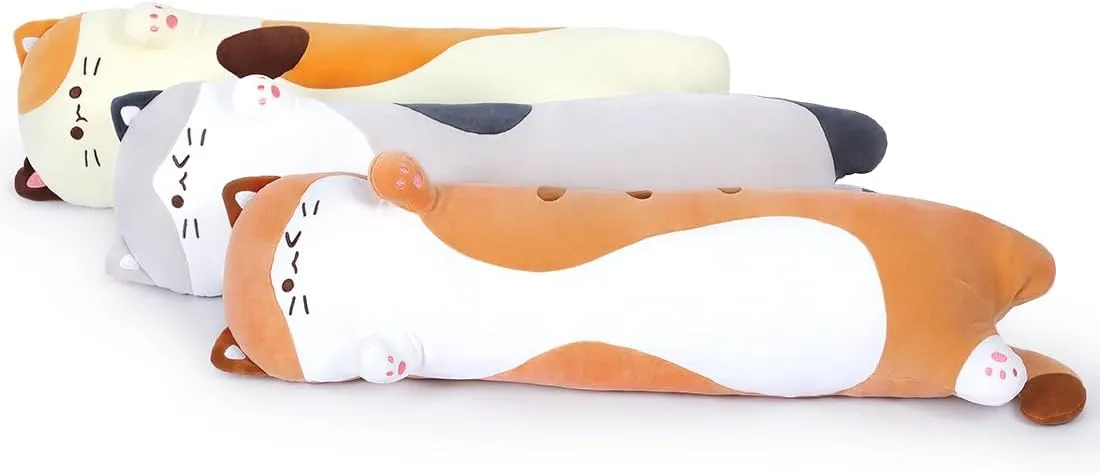 Cute Plush Cat Toy Doll Stuffed Animal Cat walnut fuel Hugging Pillow for Sleeping Gift for Kids and Girls(Beige$70cm/27.6in) Long Plush Toy Cat Pillow 