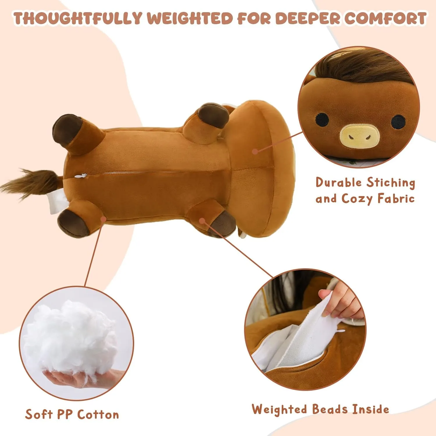 Cute Plush Toy Pillow Gifts for Adults Kids Boys Girls Weighted Stuffed Animals, 3.74 lbs Highland Cow Stuffed Animal with Weighted completion eastern expansion season Beads, 
