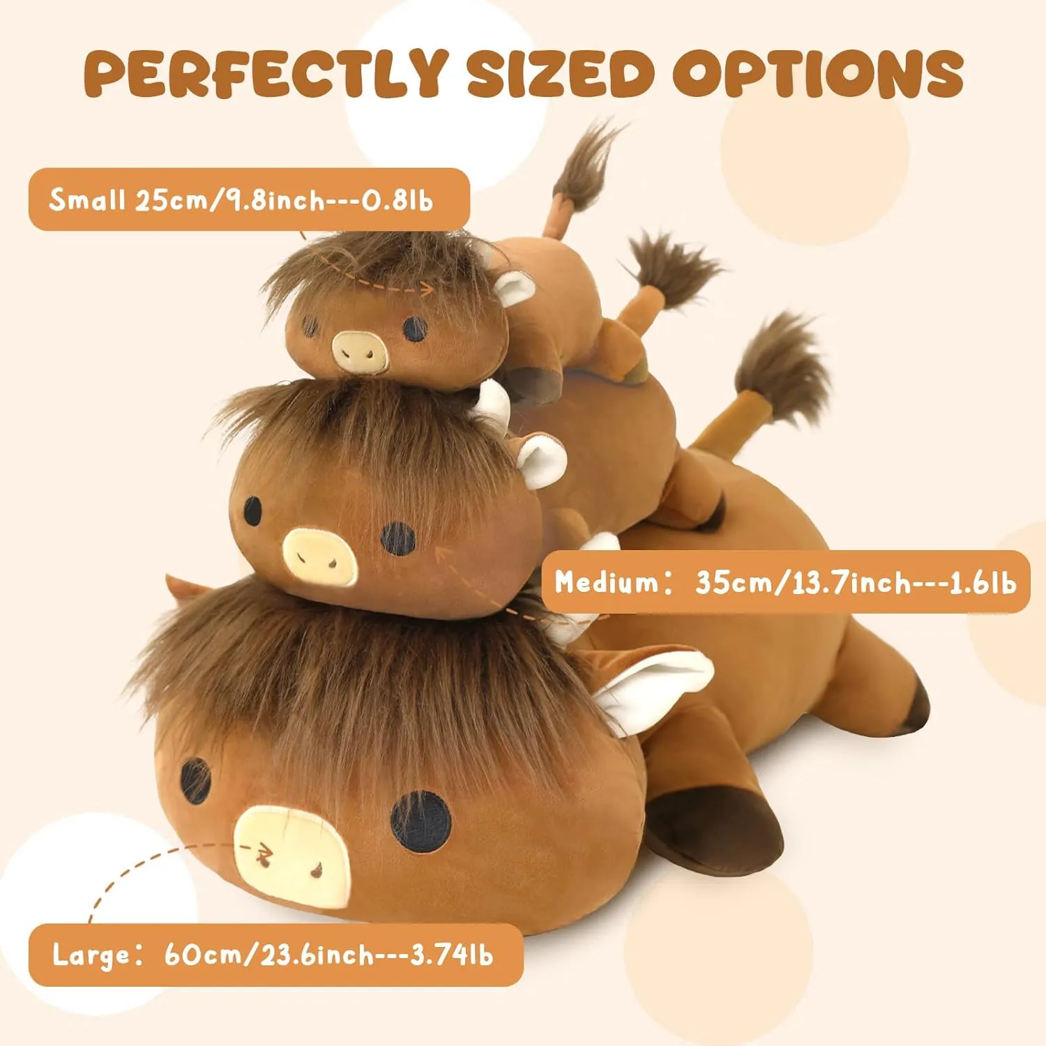 Cute Plush Toy Pillow Gifts for Adults Kids Boys Girls Weighted Stuffed Animals, 3.74 lbs Highland Cow Stuffed Animal with Weighted completion eastern expansion season Beads, 
