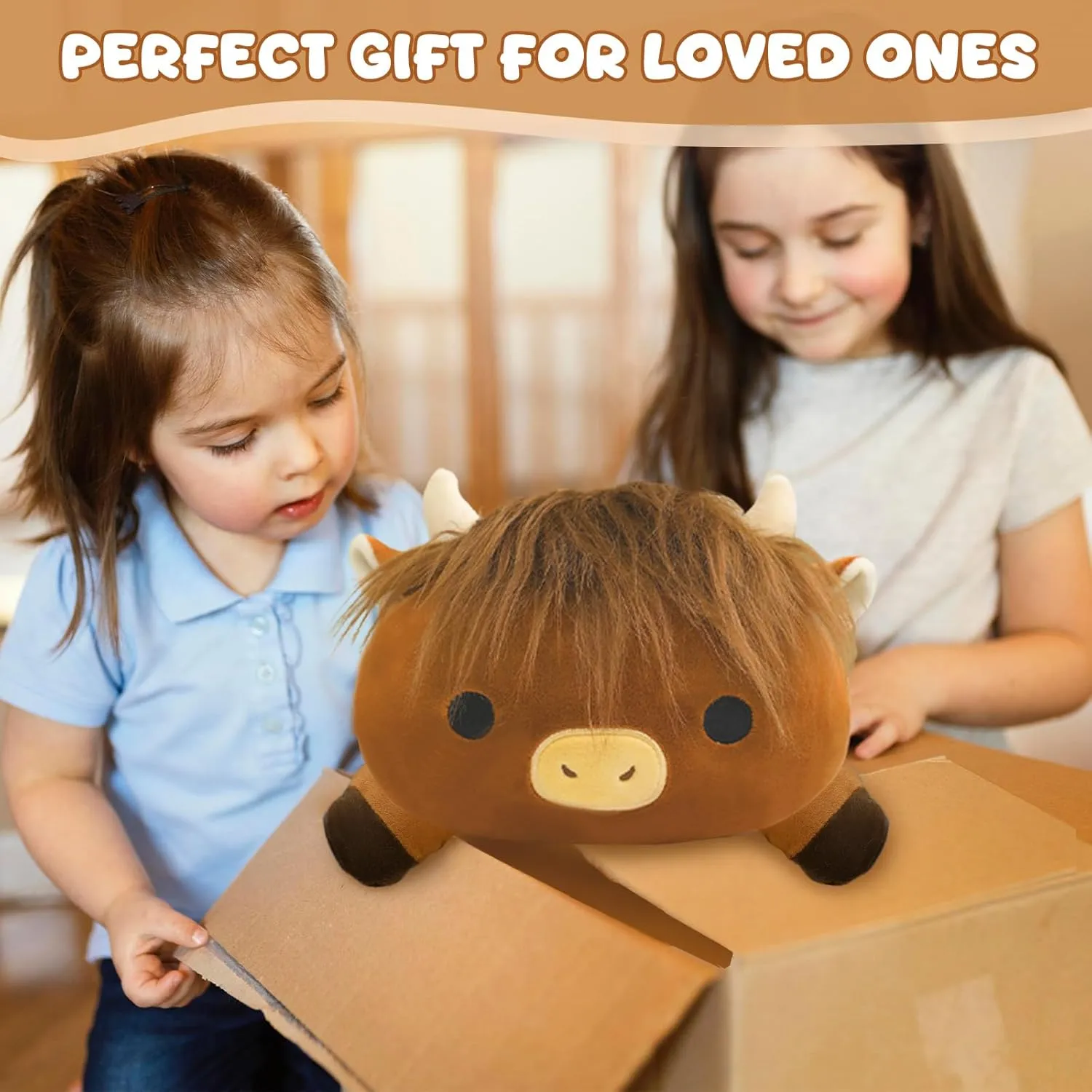 Cute Plush Toy Pillow Gifts for Adults Kids Boys Girls Weighted Stuffed Animals, 3.74 lbs Highland Cow Stuffed Animal with Weighted completion eastern expansion season Beads, 