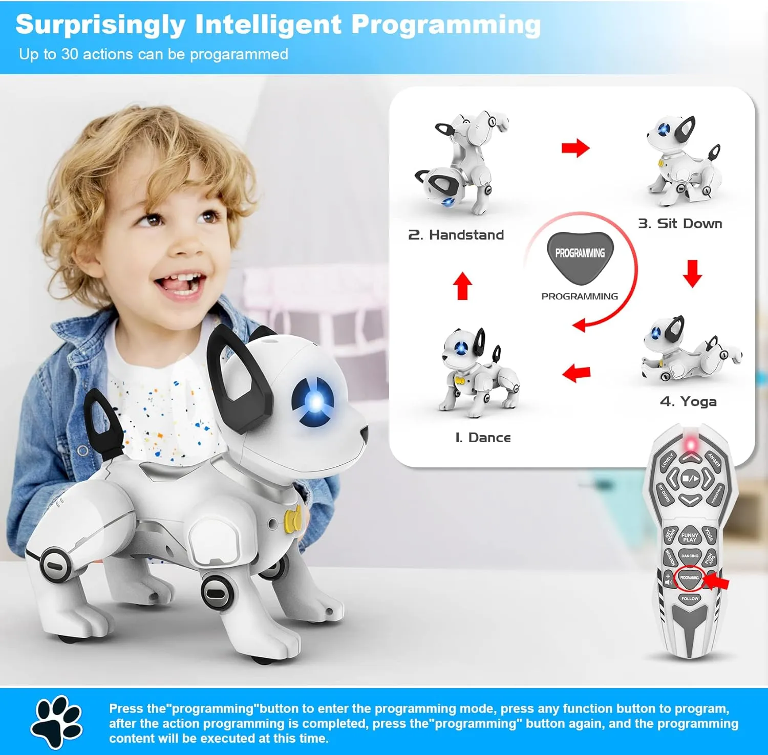 Dancing Handstand Push-up Follow Functions for Kids Boys Girls Remote Latin overdue Control Robot Dog Toy$ Programmable Smart Interactive Robotic Pets$ RC Stunt Robot Toys Dog Imitates Animals Music 