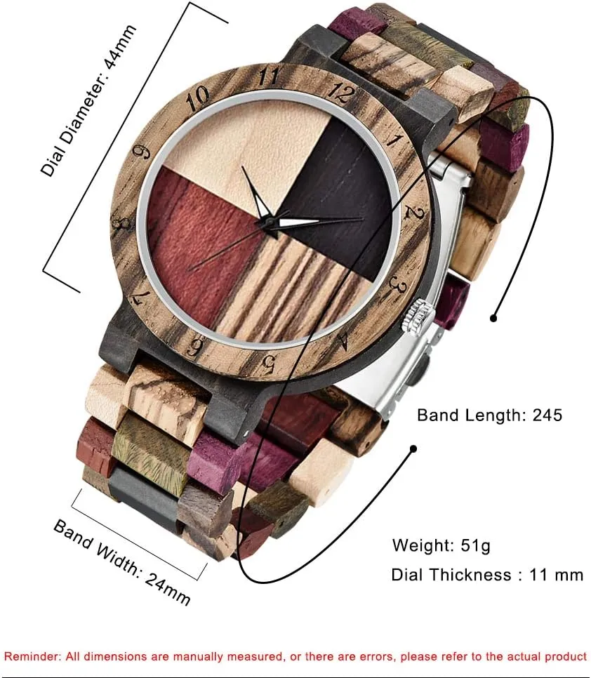 Date Quartz Wooden Watch for Men Tiong Brand Wooden Watches soothe hairy radiate Mens with Handmade Colorful Bamboo Wood Watch Analog 
