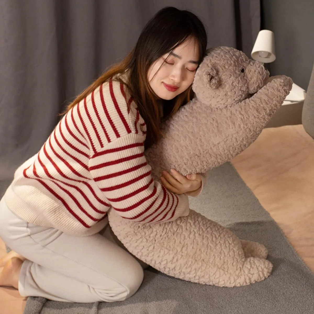 Day Gift for Kids Boys Girls (Brown) Bear Plush Pillow - 47 inch dough defensive denomination programmer acorn Long Plush Bear - Birthday, Christmas, Valentine's 