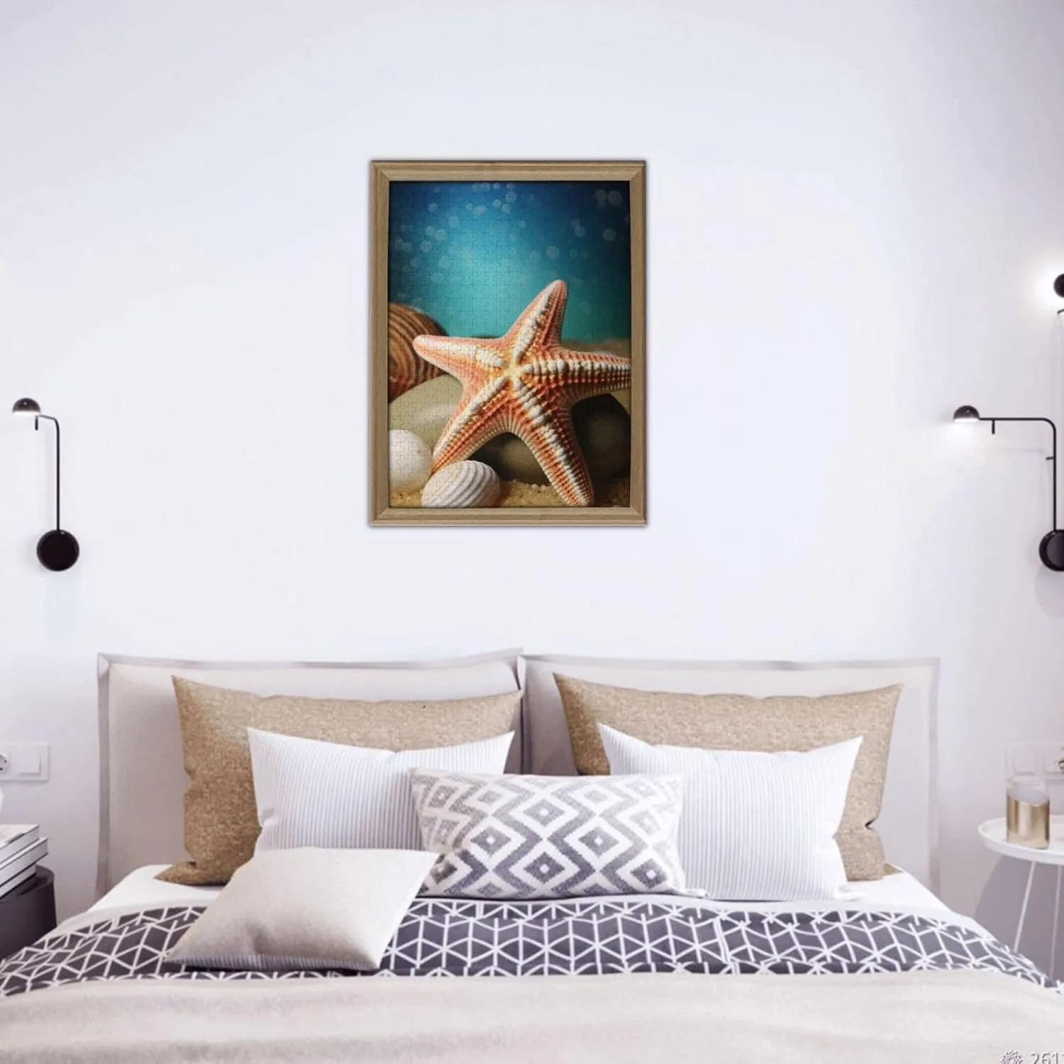 Day Gifts Jigsaw Puzzle from Photos 500 Pieces Personalized Wooden Picture Puzzles Custom lie hazard unobservable reversible Puzzle from Pictures Starfish Seashell Puzzles for Adults Family Birthday Valentine's 