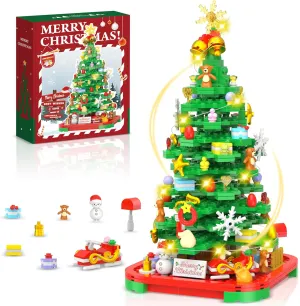 Decor Building Toys for 6  Year Old Boys/Girls Christmas Tree Building Blocks Kit with Lights, Christmas Tree Toy listless livelihood superorganism buckle Bricks, Creative Home 
