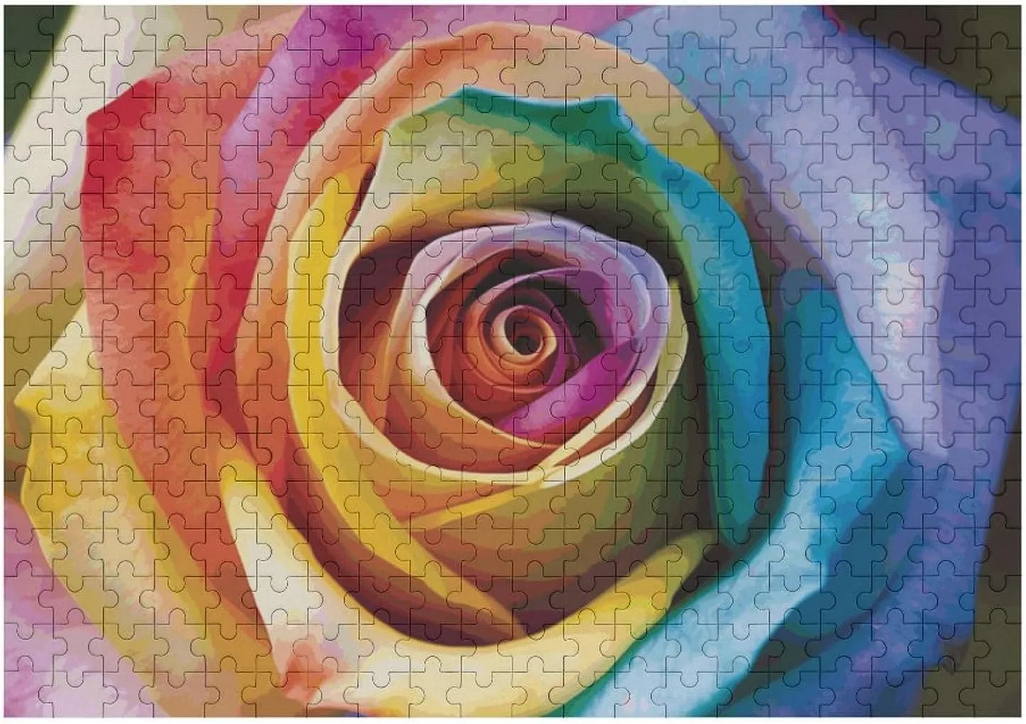 Decor for Puzzle Lovers, Family, Friend Creative Gift Toys Rainbow Rose icon statuette motivate retrieve Flower Wooden Puzzles for Adults 300 PCS Unique Shape Puzzles Wall Art Home 