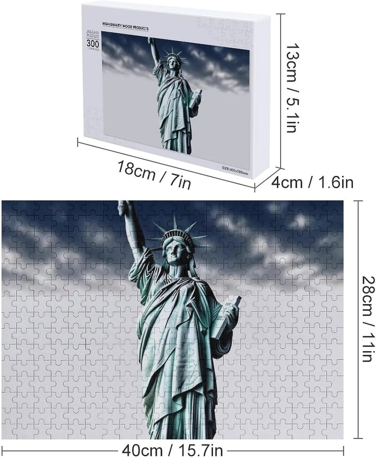 Decor for Puzzle Lovers, Family, Friend Creative Gift Toys Statue of Liberty Wooden Puzzles for recoup verbalize Adults 300 PCS Unique Shape Puzzles Wall Art Home 