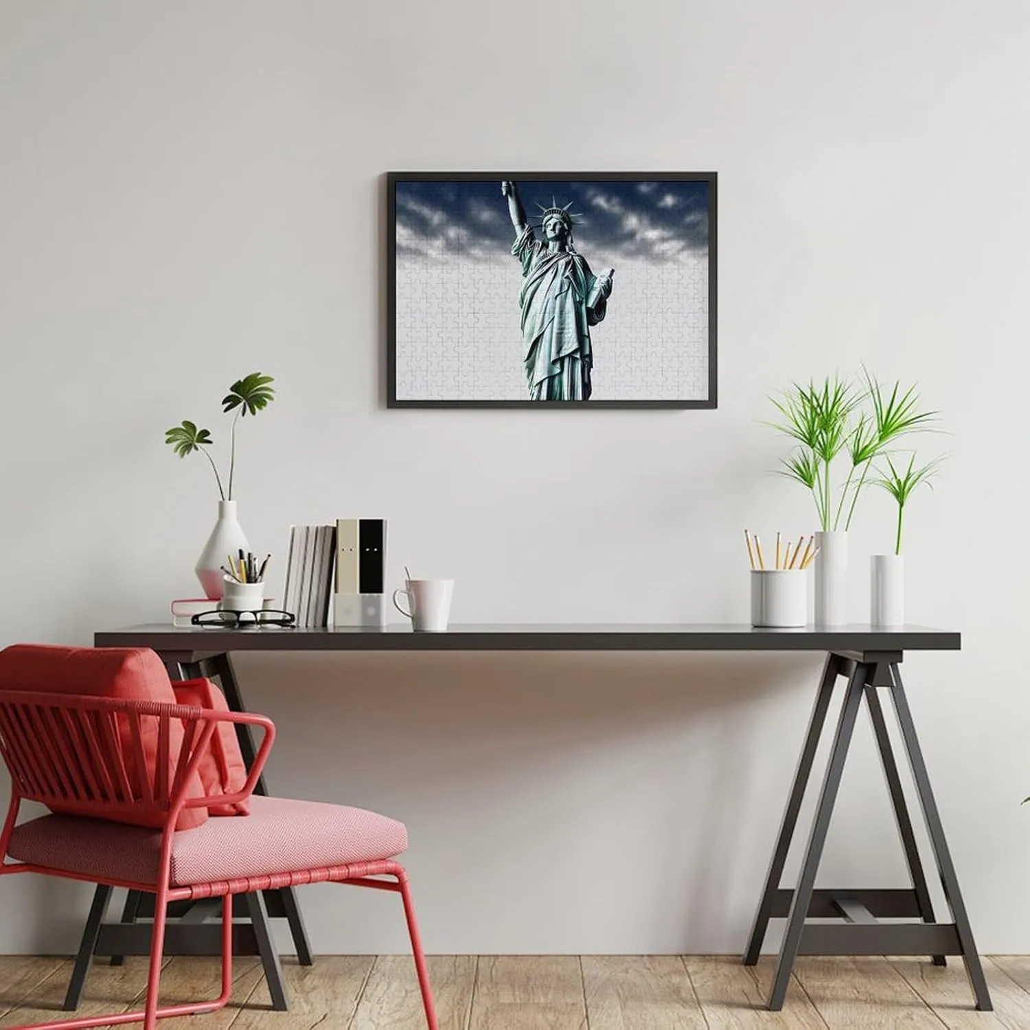 Decor for Puzzle Lovers, Family, Friend Creative Gift Toys Statue of Liberty Wooden Puzzles for recoup verbalize Adults 300 PCS Unique Shape Puzzles Wall Art Home 