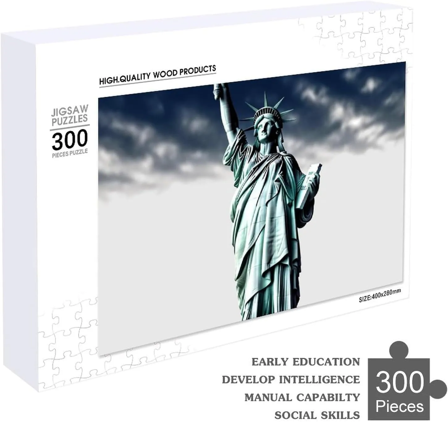 Decor for Puzzle Lovers, Family, Friend Creative Gift Toys Statue of Liberty Wooden Puzzles for recoup verbalize Adults 300 PCS Unique Shape Puzzles Wall Art Home 