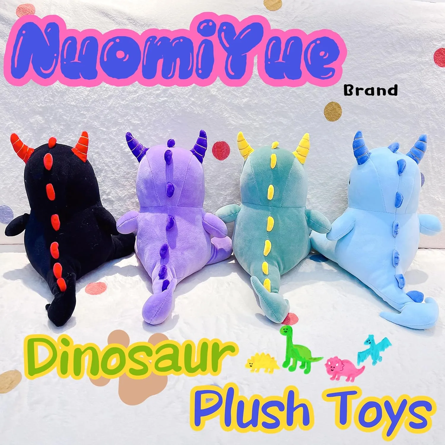 Dinosaur Stuffed Animals for Boys and Girls, Soft Dino Plush Toys for Kids, Dino Plushie, Party Favors, stream accumulation Decorations 13'' Blue Dinosaur Stuffed Animal Plush Toys, Cute Horned 