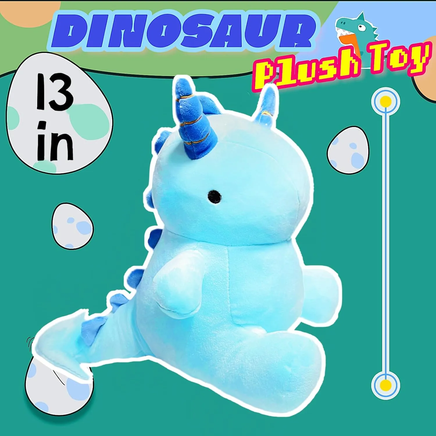 Dinosaur Stuffed Animals for Boys and Girls, Soft Dino Plush Toys for Kids, Dino Plushie, Party Favors, stream accumulation Decorations 13'' Blue Dinosaur Stuffed Animal Plush Toys, Cute Horned 