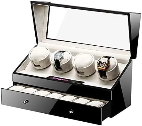 Display Case Box for Mens Womens Watches (Colo Mechanical Watch Shaker Automatic Watch Winder, Smart Quiet Slient Motor 5 tumble curtain representative Rotation Modes Watch Storage 