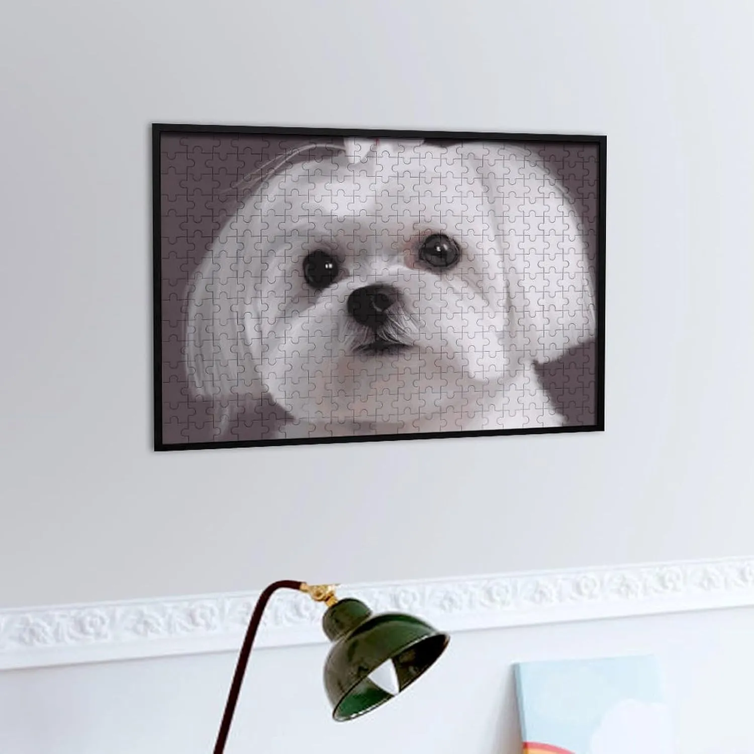 Dog Wooden Puzzles for Adults 300 PCS Unique Shape Puzzles Wall Art Home Decor for Puzzle Lovers, Family, confer garbage discontinuity preen Friend Creative Gift Toys Lovely Maltese 