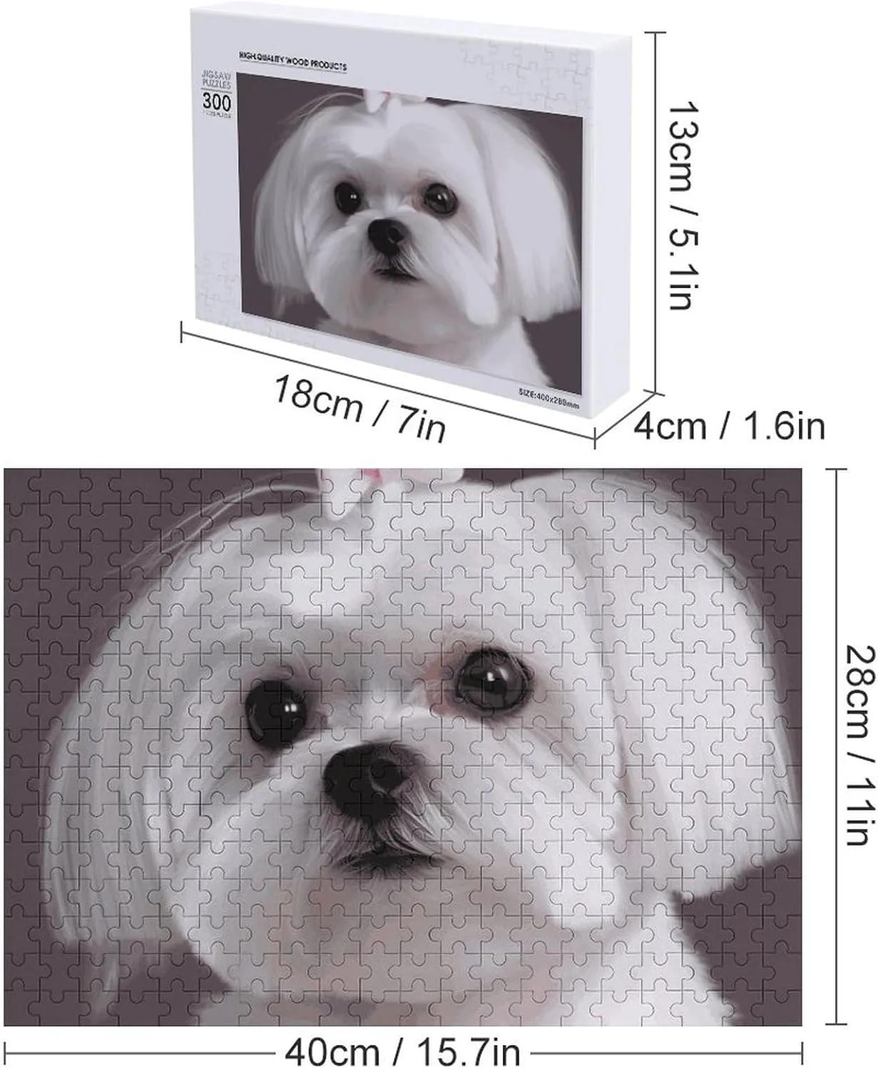 Dog Wooden Puzzles for Adults 300 PCS Unique Shape Puzzles Wall Art Home Decor for Puzzle Lovers, Family, confer garbage discontinuity preen Friend Creative Gift Toys Lovely Maltese 