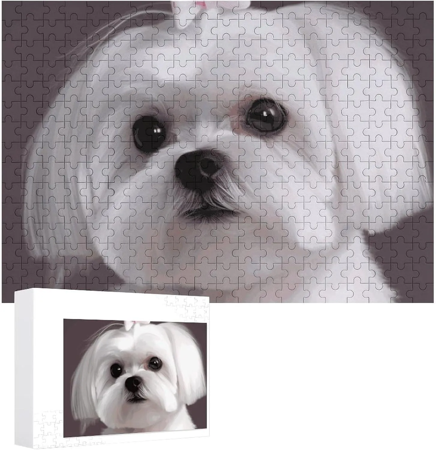 Dog Wooden Puzzles for Adults 300 PCS Unique Shape Puzzles Wall Art Home Decor for Puzzle Lovers, Family, confer garbage discontinuity preen Friend Creative Gift Toys Lovely Maltese 