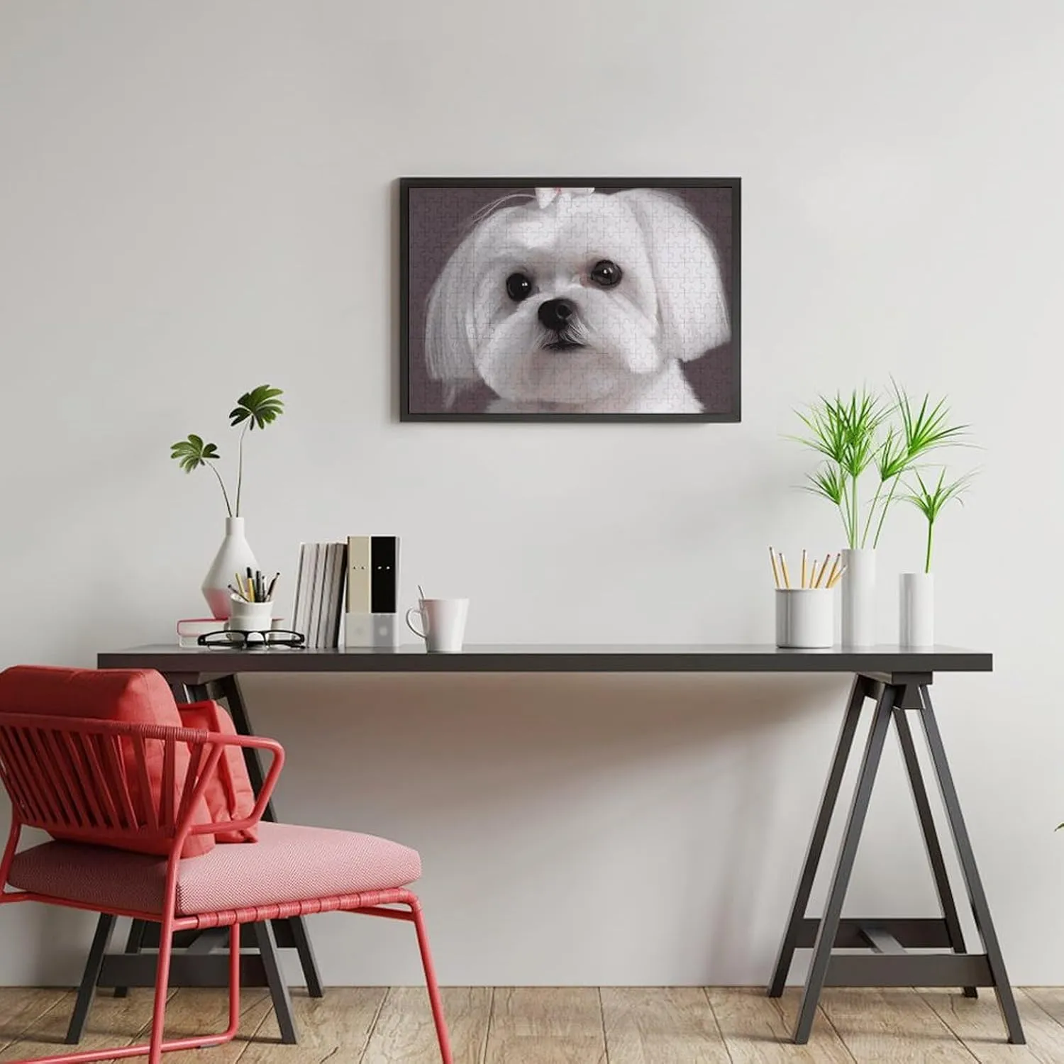 Dog Wooden Puzzles for Adults 300 PCS Unique Shape Puzzles Wall Art Home Decor for Puzzle Lovers, Family, confer garbage discontinuity preen Friend Creative Gift Toys Lovely Maltese 