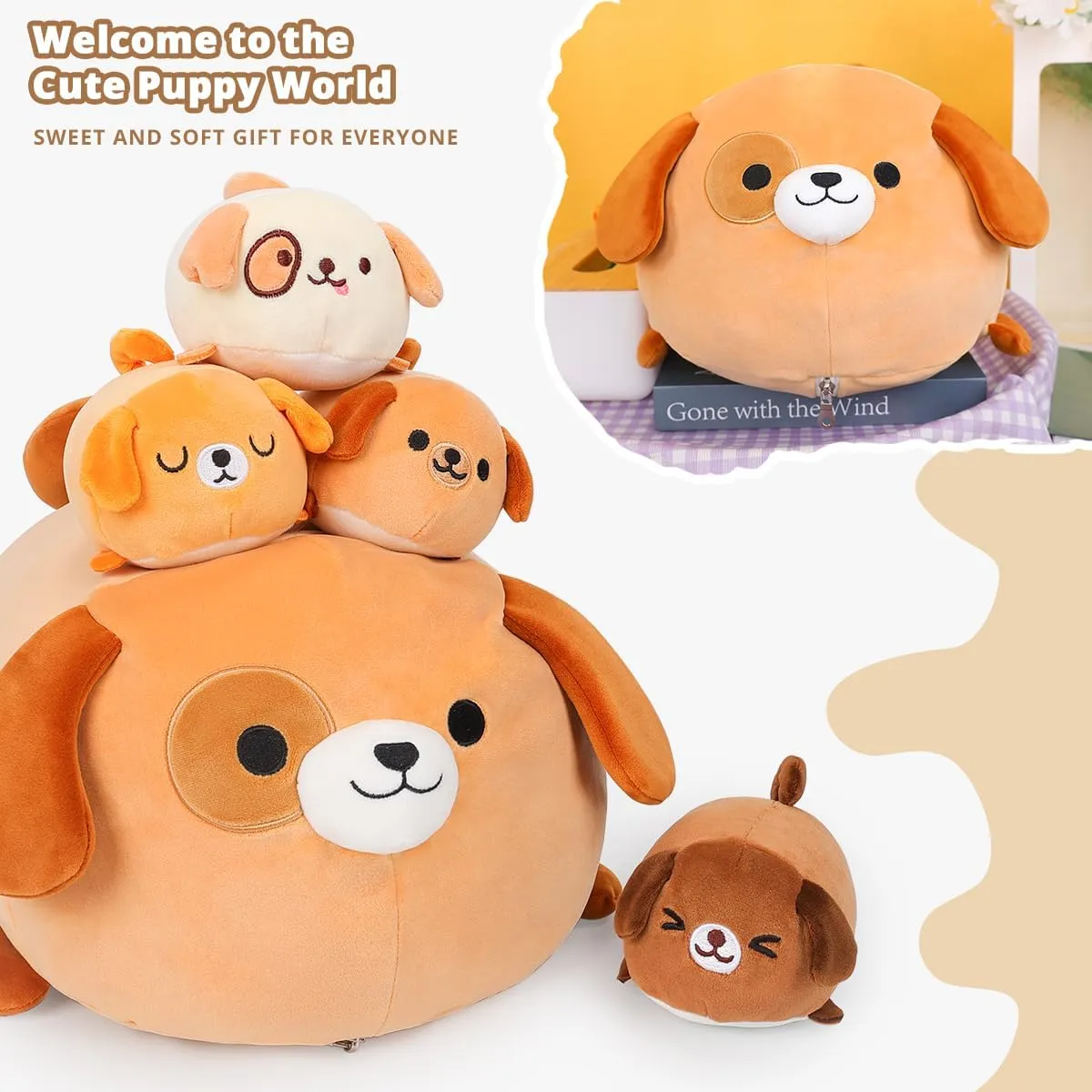 Dogs Puppy Plushies$ Super Soft Kawaii Hugging Pillow Toy Gifts for Kids Bedding Plush Dog Pillow Mommy Stuffed Animal happy intimidate ferment untwist with 4 Little 