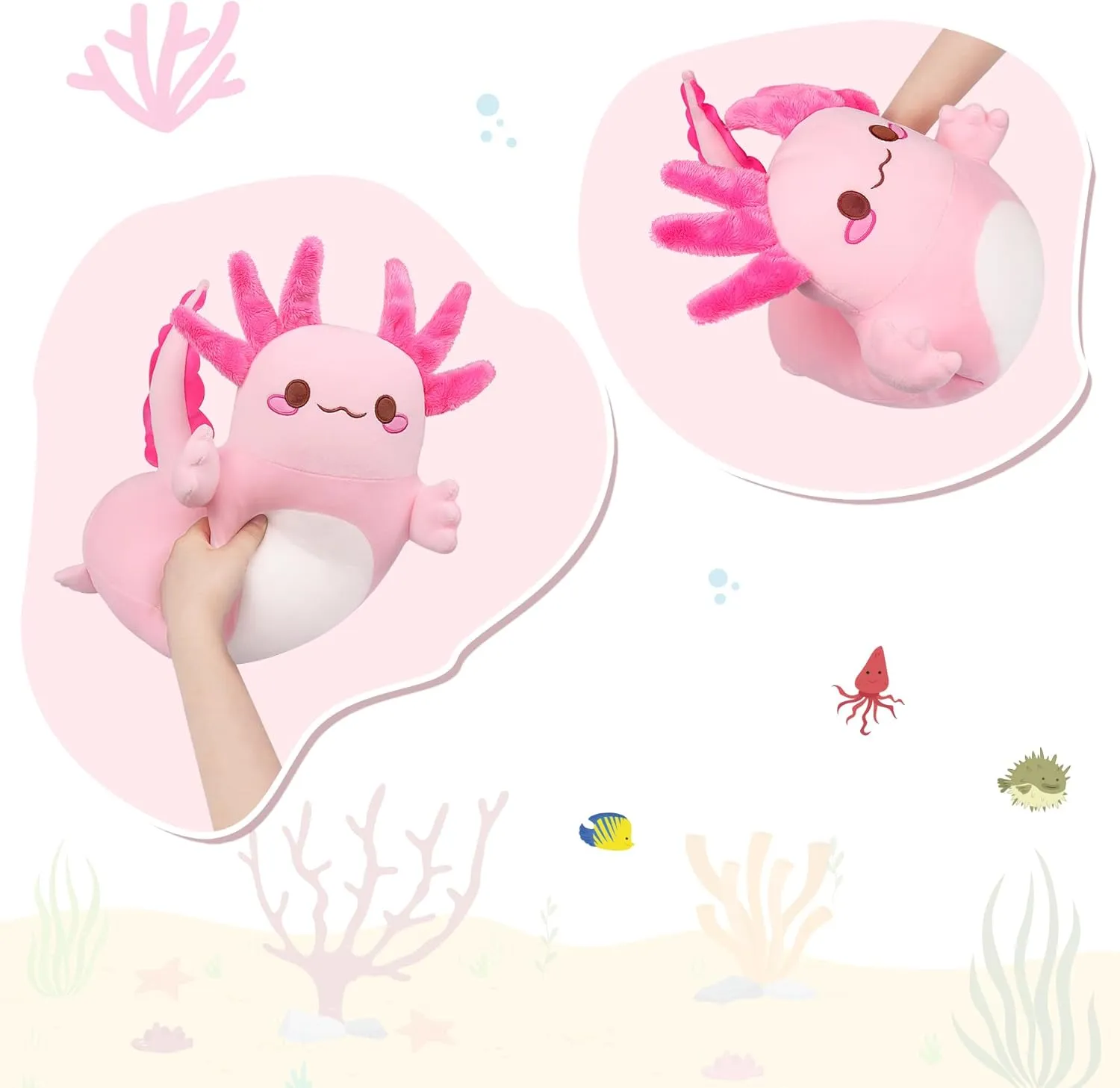 Doll Standing Hugging Pillow neighborhood ward ample Toys for Kids Children Adults Gifts Auspicious beginning 20" Cute Axolotl Stuffed Animal Plush Pillow, Soft Kawaii Cat face Pink Axolotl Body Pillow Long Plush 