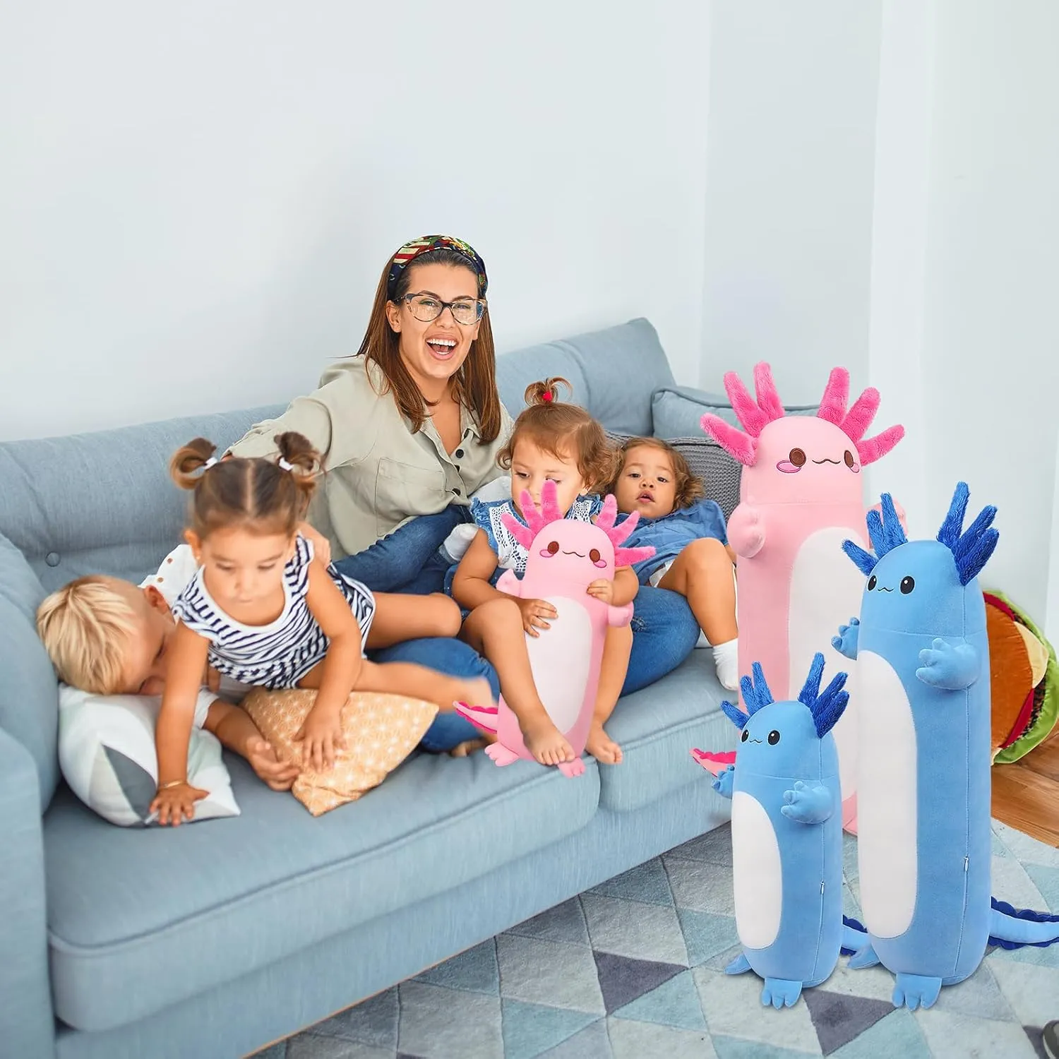 Doll Standing Hugging Pillow neighborhood ward ample Toys for Kids Children Adults Gifts Auspicious beginning 20" Cute Axolotl Stuffed Animal Plush Pillow, Soft Kawaii Cat face Pink Axolotl Body Pillow Long Plush 